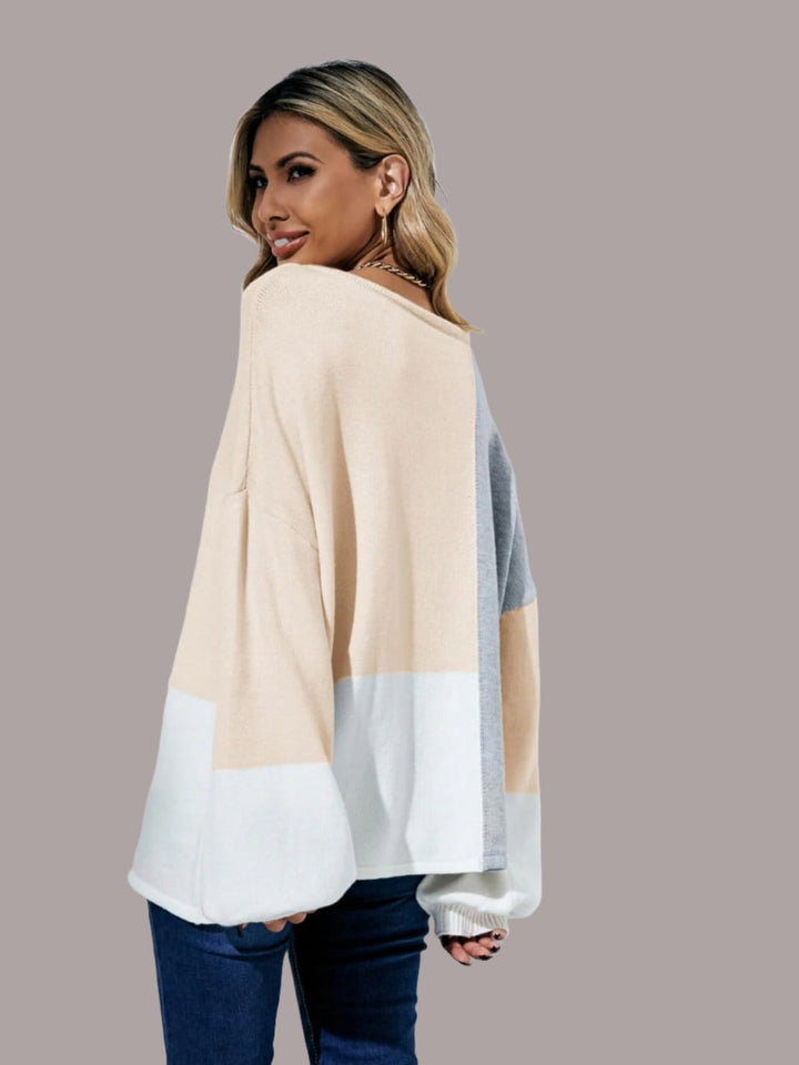 The802Gypsy Tops/sweater GYPSY-Color Block Boat Neck Sweater