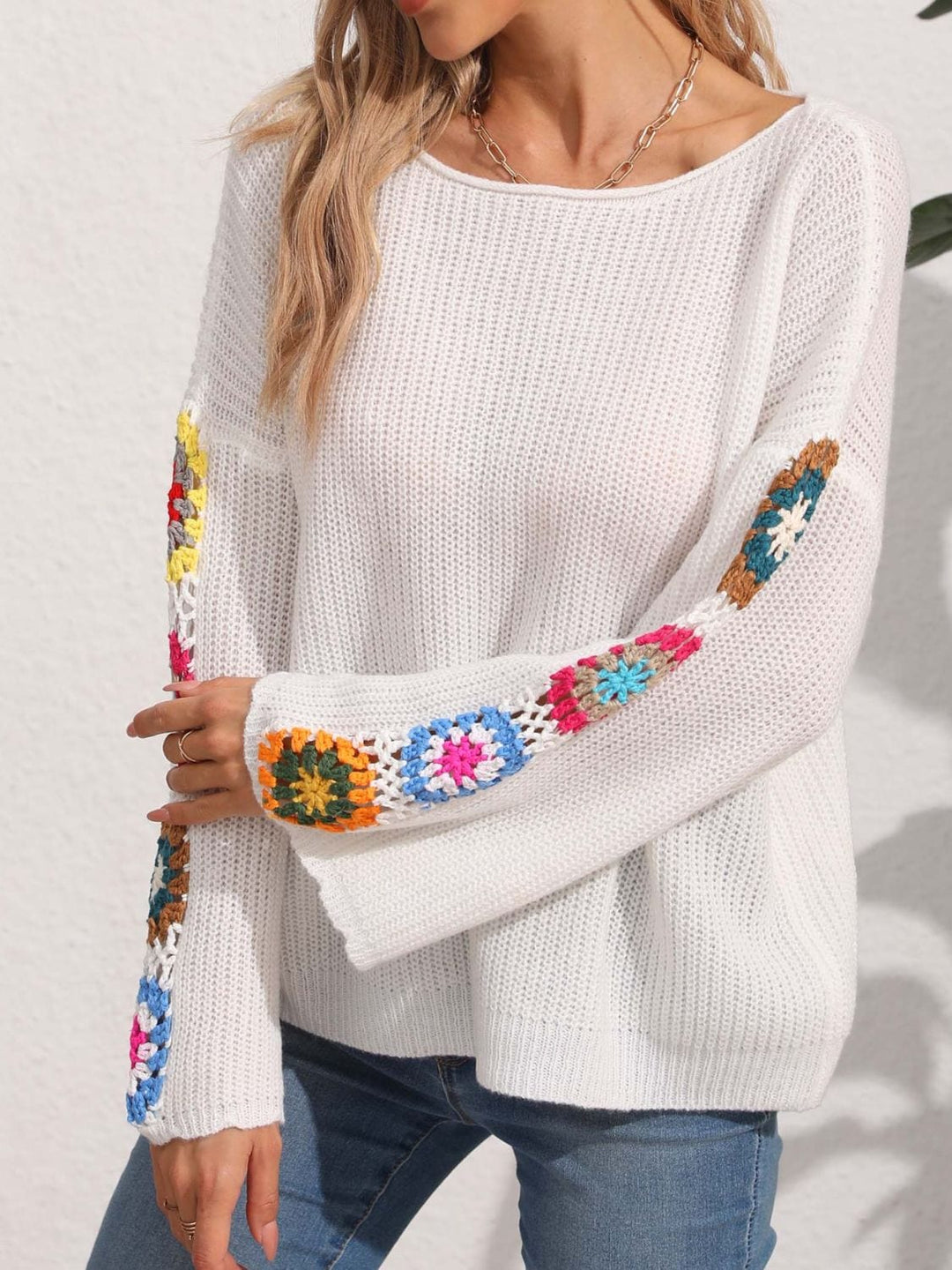 The802Gypsy Tops/sweater GYPSY-Crochet Flower Sweater