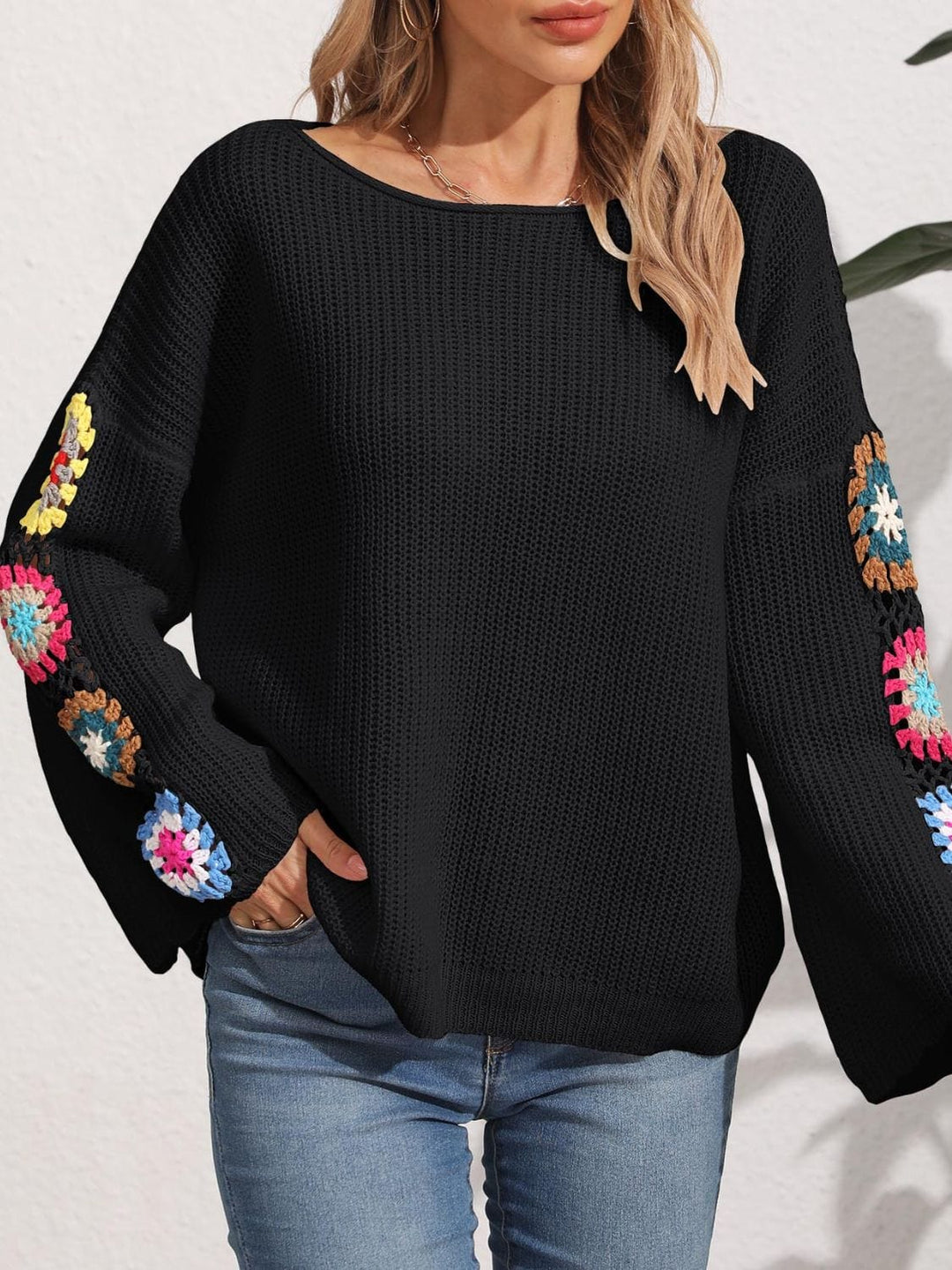 The802Gypsy Tops/sweater GYPSY-Crochet Flower Sweater