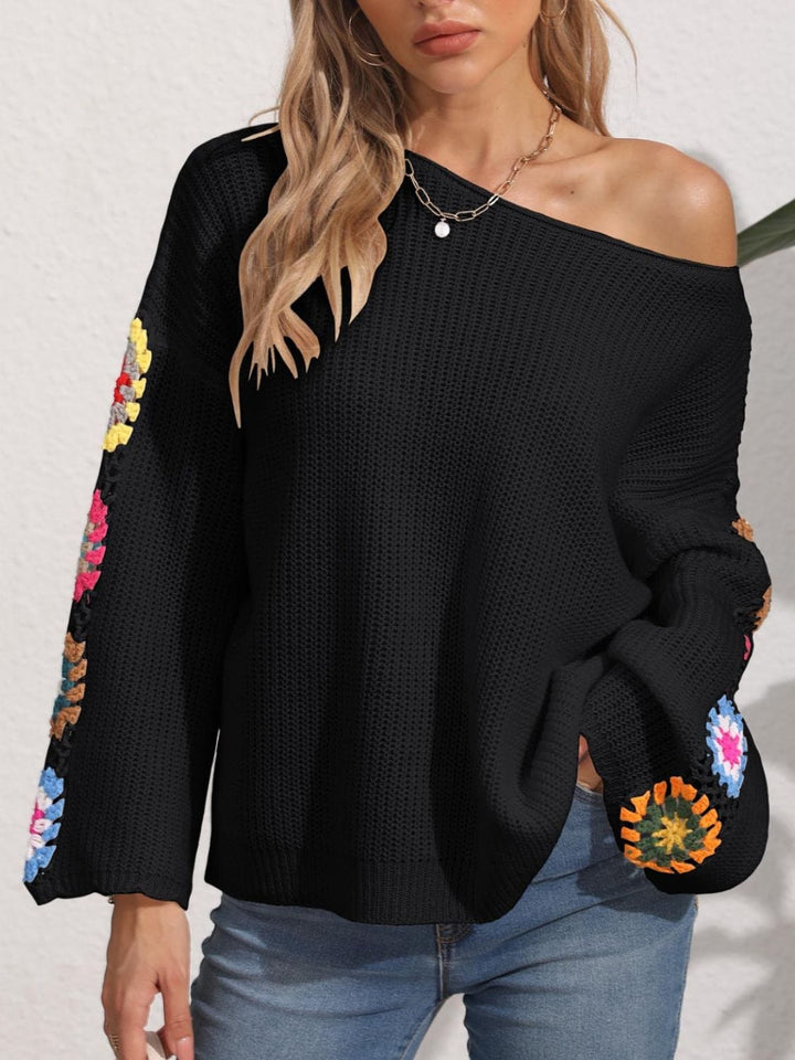 The802Gypsy Tops/sweater GYPSY-Crochet Flower Sweater