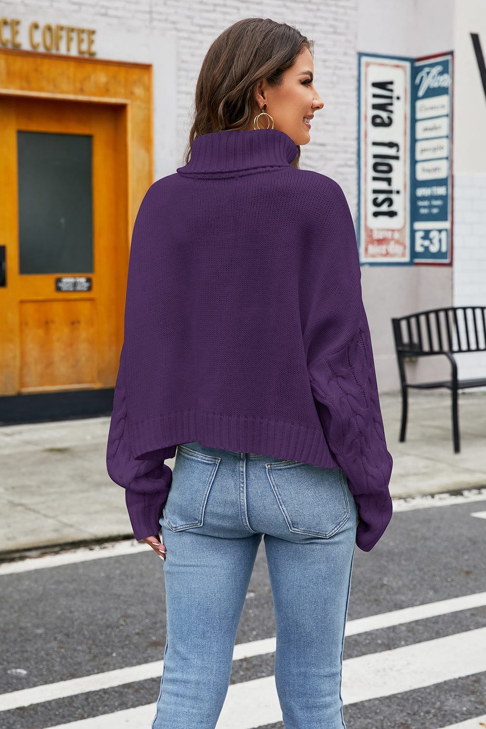 The802Gypsy Tops/sweater GYPSY-Turtleneck Cable-Knit Sweater