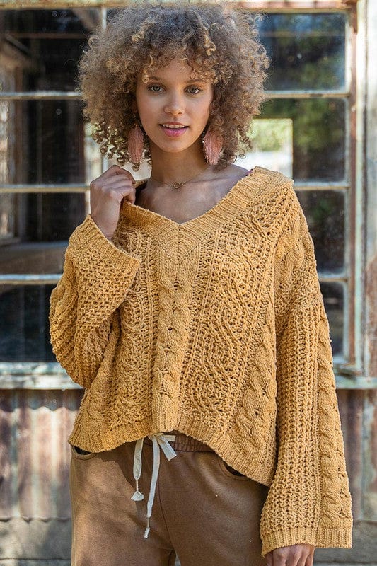 The802Gypsy tops/sweater YELLOW / L ❤️GYPSY FOX-POL-Twisted Knit Sweater