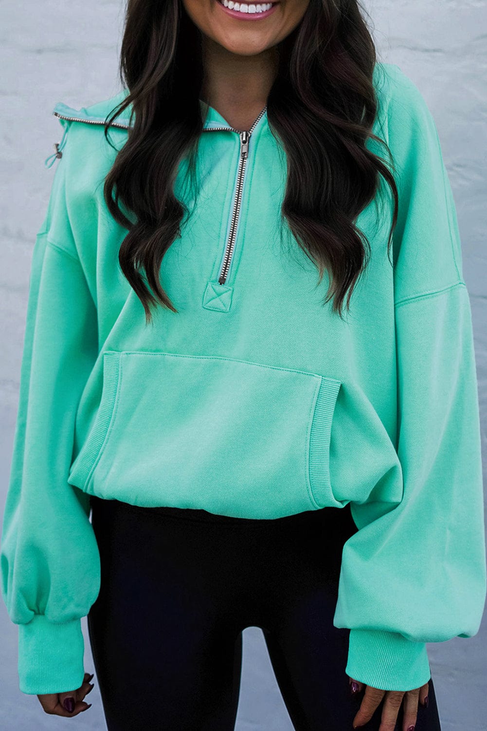 The802Gypsy  Tops/Sweatshirts & Hoodies Green / S / 50%Polyester+50%Cotton TRAVELING GYPSY-Half Zip Kangaroo Pocket Hoodie