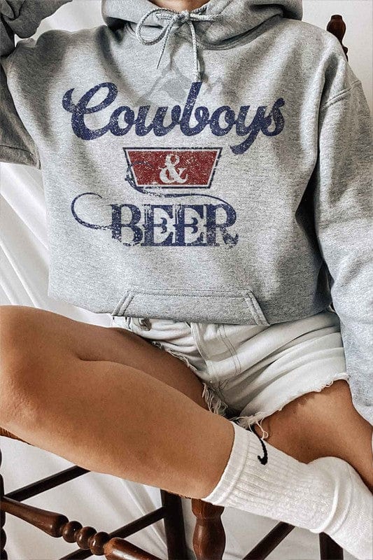 The802Gypsy Tops/Sweatshirts & Hoodies GREY / SMALL ❤️GYPSY FOX-COWBOYS N BEER WESTERN GRAPHIC HOODIE