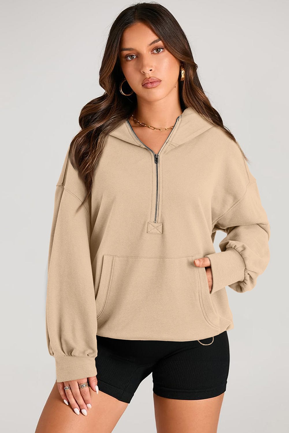 The802Gypsy  Tops/Sweatshirts & Hoodies TRAVELING GYPSY-- Half Zipper Oversized Hoodie