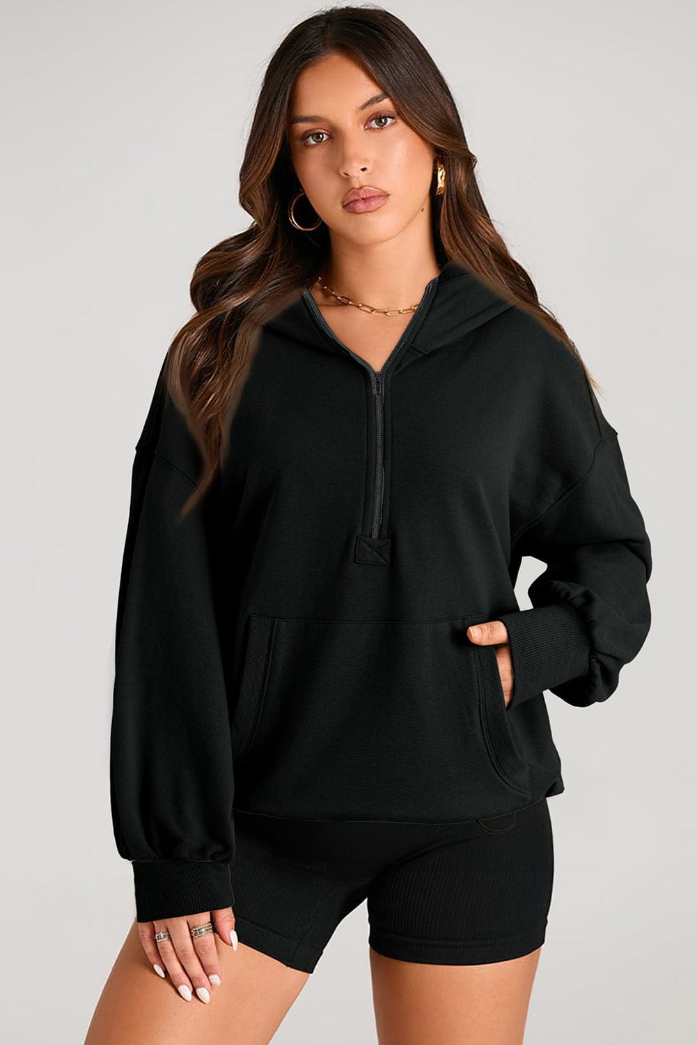 The802Gypsy  Tops/Sweatshirts & Hoodies TRAVELING GYPSY-- Half Zipper Oversized Hoodie