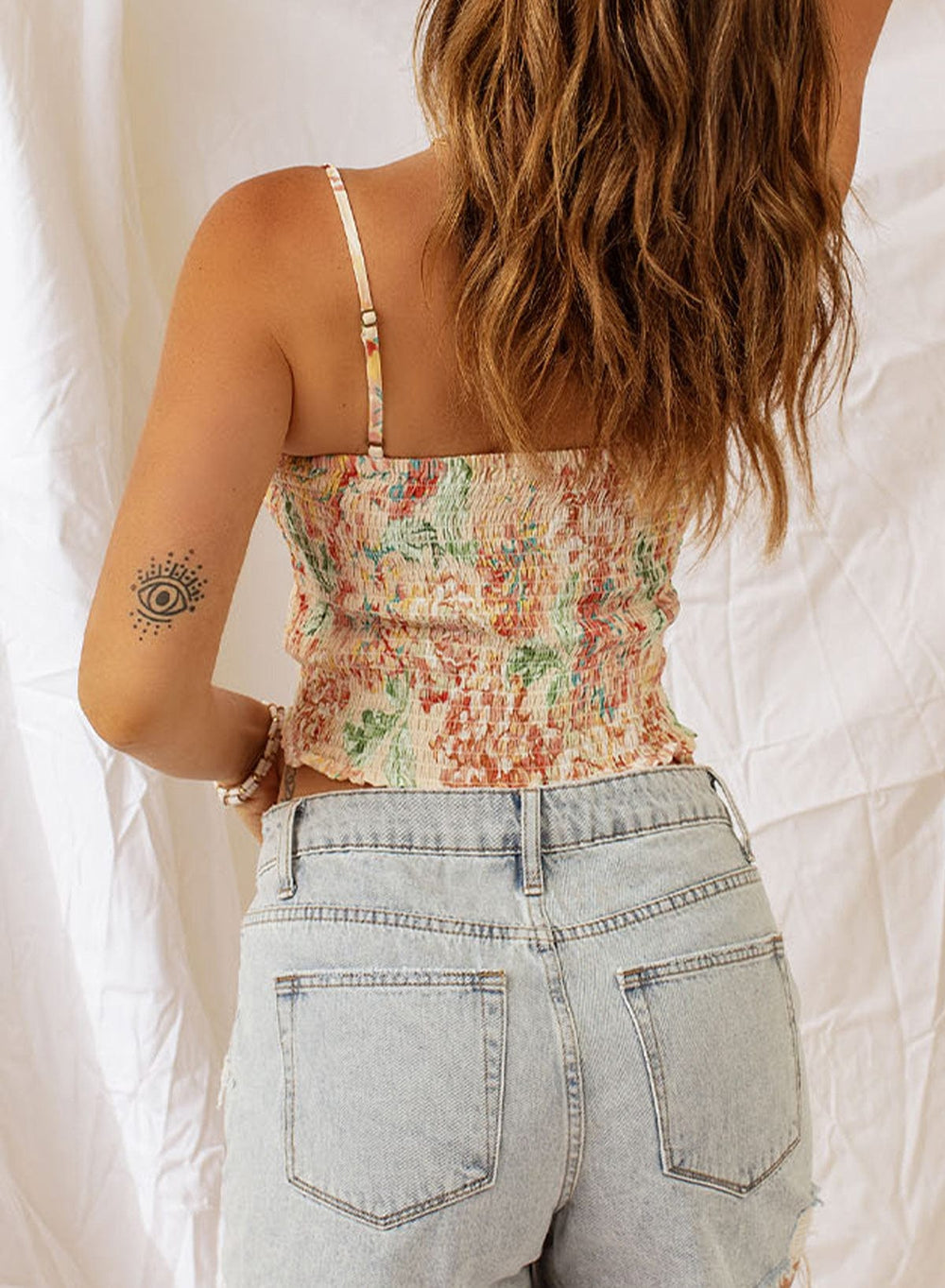 The802Gypsy  Tops TRAVELING GYPSY-Floral Print Ruched Tank Top