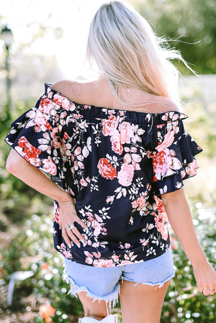 The802Gypsy  Tops TRAVELING GYPSY- Off Shoulder Floral Blouse