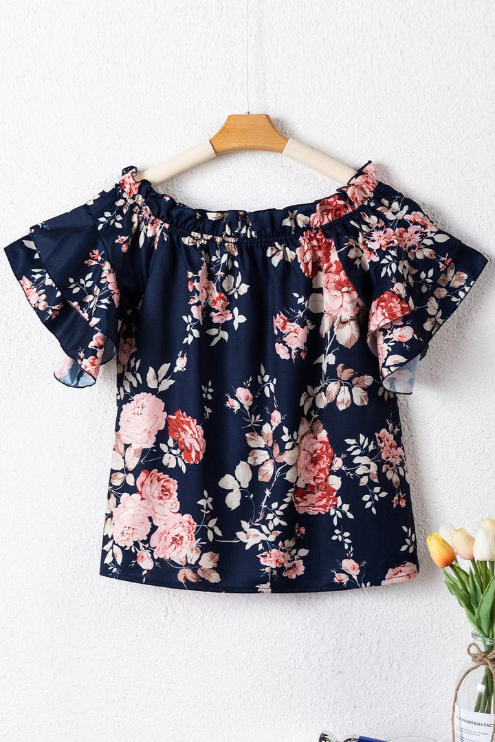The802Gypsy  Tops TRAVELING GYPSY- Off Shoulder Floral Blouse