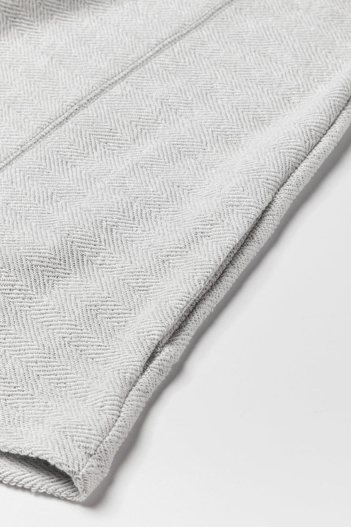 The802Gypsy  Tops White Textured Side Pockets Buttoned Neckline Sweatshirt