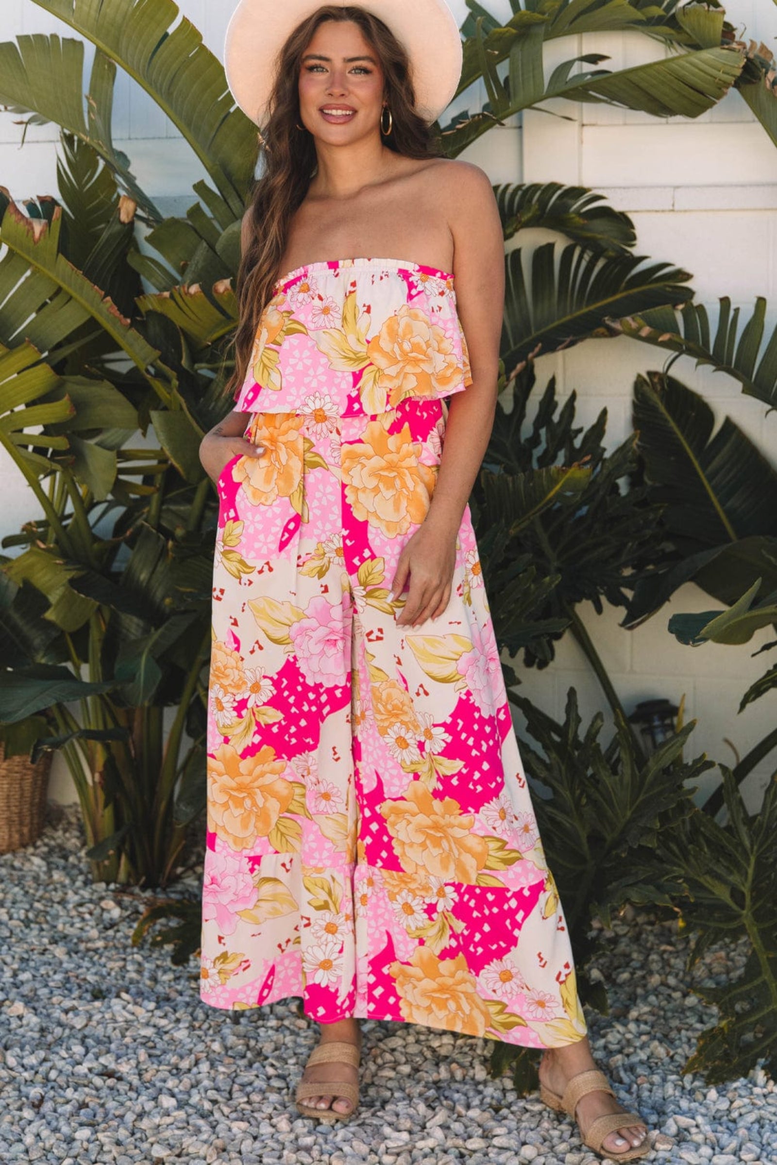 The802Gypsy-TravelingGypsy One-Piece/Jumpsuit Multicolor / S TRAVELING GYPSY - Floral High Waist Tube Top Jumpsuit