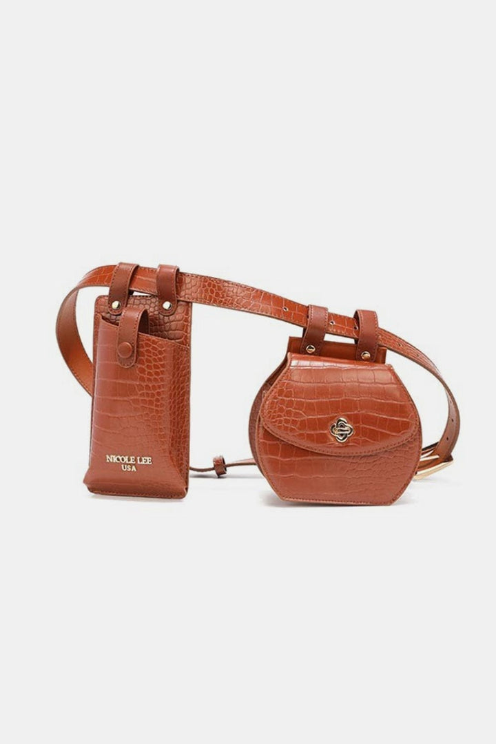 The802Gypsy-TRENDSI Handbags, Wallets & Cases Brown / One Size ❤️GYPSY-Nicole Lee USA-2-Piece Texture Belt Bag