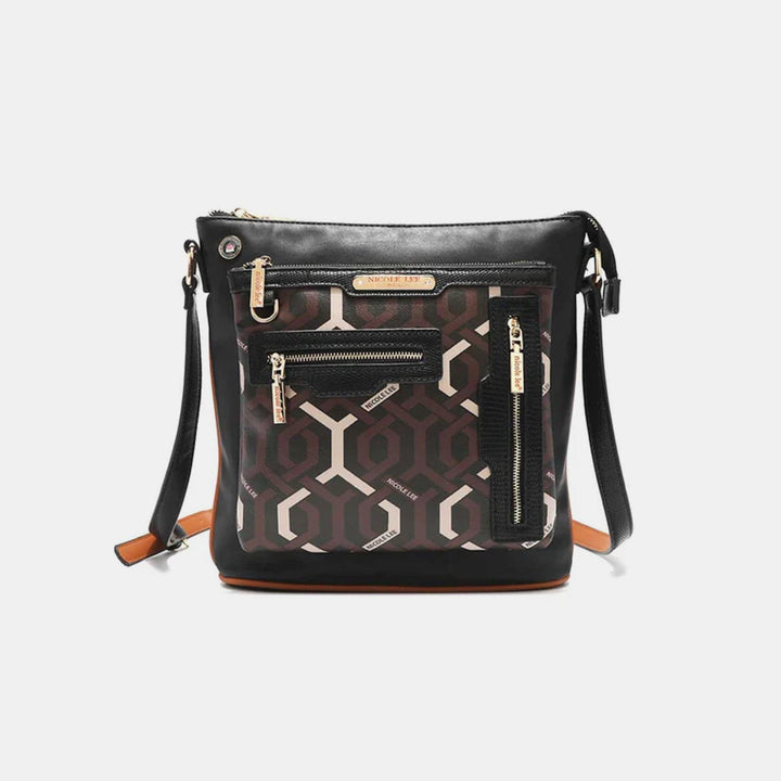 The802Gypsy-TRENDSI Women’s Handbags-wallet Black / One Size ❤️GYPSY-Nicole Lee USA-Geometric Pattern Crossbody Bag