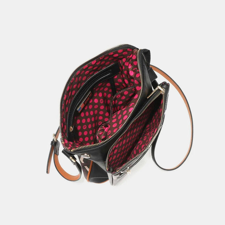 The802Gypsy-TRENDSI Women’s Handbags-wallet Black / One Size ❤️GYPSY-Nicole Lee USA-Geometric Pattern Crossbody Bag