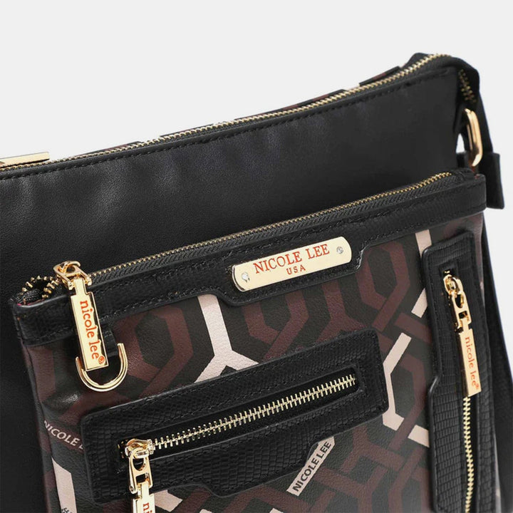 The802Gypsy-TRENDSI Women’s Handbags-wallet Black / One Size ❤️GYPSY-Nicole Lee USA-Geometric Pattern Crossbody Bag