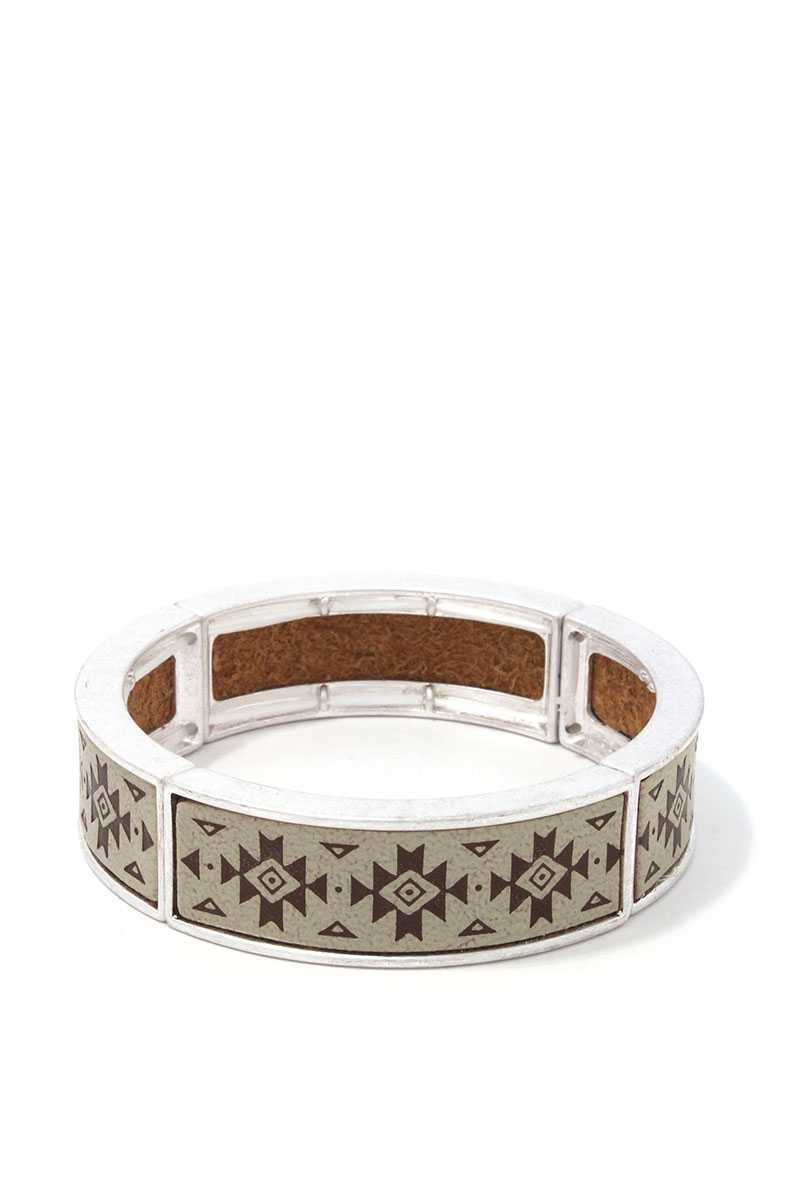 The802Gypsy  Women's jewelry Beige ❤GYPSY LOVE-Aztec Pattern Metal Stretch Bracelet
