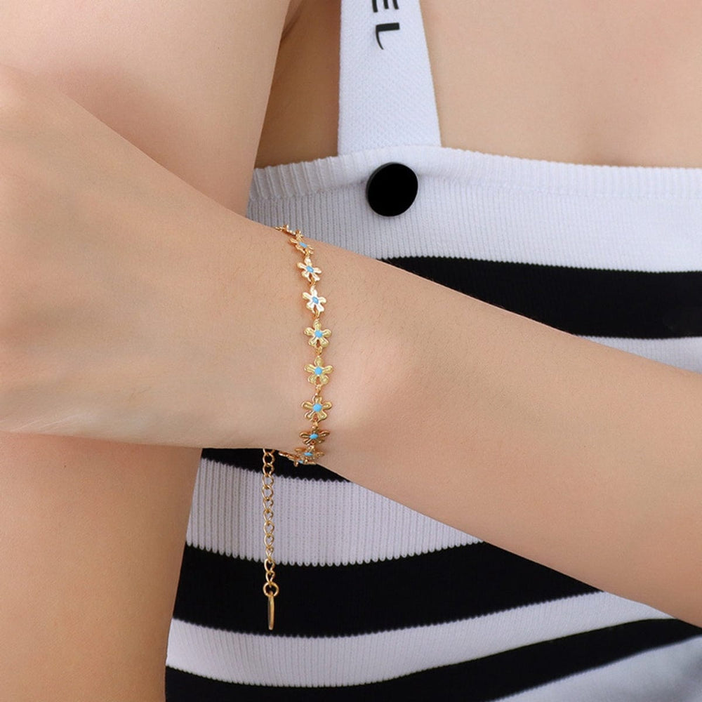 The802Gypsy Women's jewelry Gold / One Size GYPSY-Titanium Steel Drip Oil Flower Bracelet