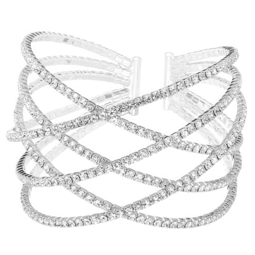 The802Gypsy Women's jewelry Silver ❤GYPSY LOVE-Rhinestone Six Row Layer Wire Bracelet