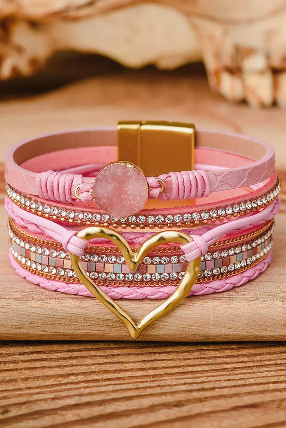 The802Gypsy  Women's jewelry TRAVELING GYPSY-Heart Rhinestone Magnetic Buckle Bracelet