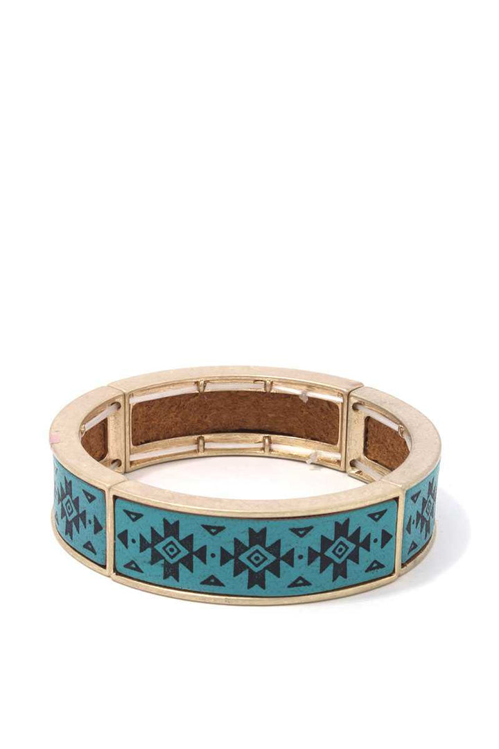 The802Gypsy  Women's jewelry Turquoise ❤GYPSY LOVE-Aztec Pattern Metal Stretch Bracelet