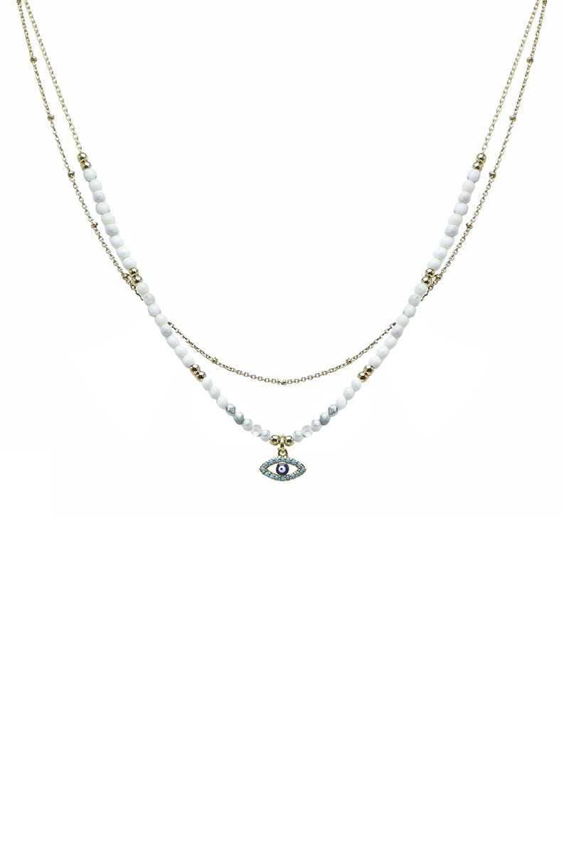 The802Gypsy  Women's jewelry White ❤GYPSY LOVE-2 Layered Evil Eye Pendant Necklace