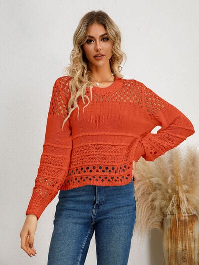 The802Gypsy women's sweater Red Orange / S Gypsy Round Neck Knit Top