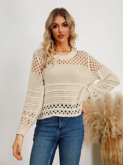 The802Gypsy women's sweater Sand / S Gypsy Round Neck Knit Top