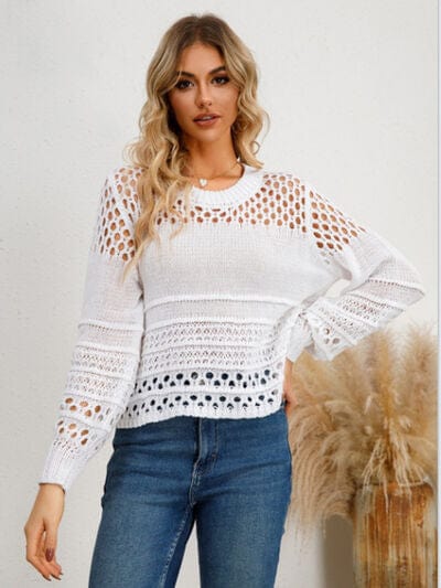 The802Gypsy women's sweater White / S Gypsy Round Neck Knit Top