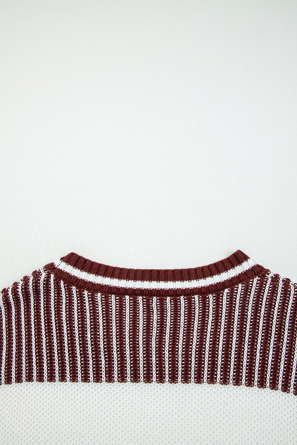 Two Tone Striped Patchwork Loose Sweater - Trendy Tops in Brown for Women | The802Gypsy