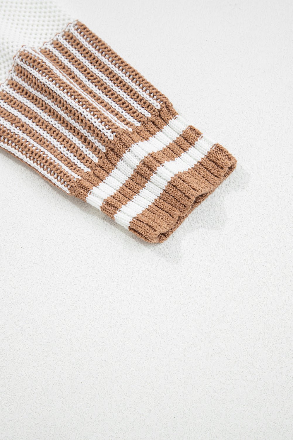 Two Tone Striped Patchwork Loose Sweater - Trendy Tops in Brown for Women | The802Gypsy
