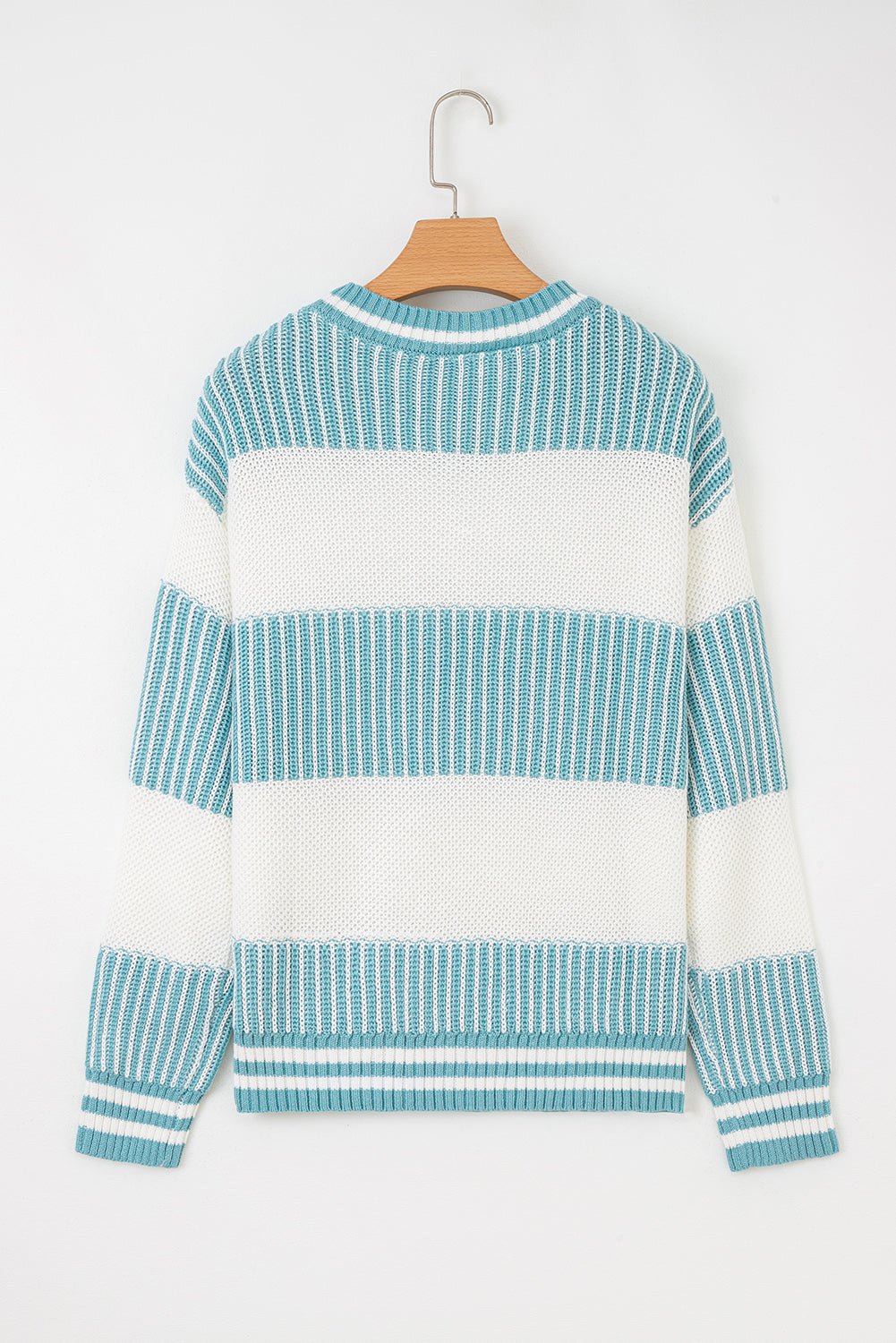 Two Tone Striped Patchwork Loose Sweater - Trendy Tops in Brown for Women | The802Gypsy