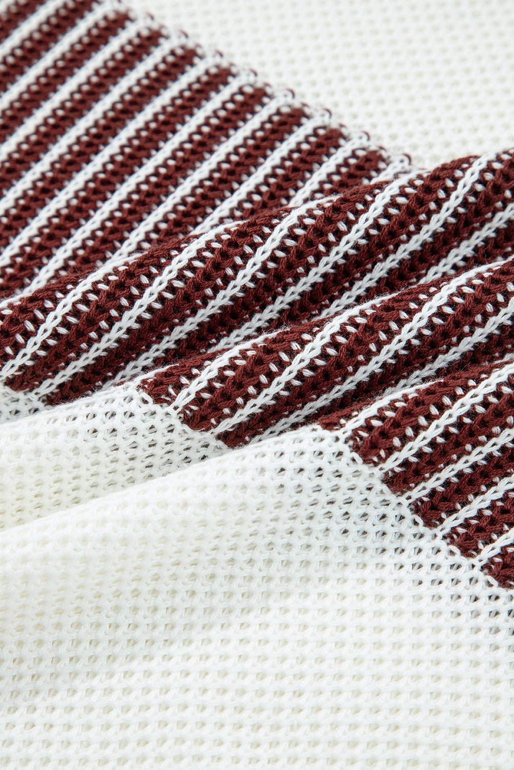 Two Tone Striped Patchwork Loose Sweater - Trendy Tops in Brown for Women | The802Gypsy