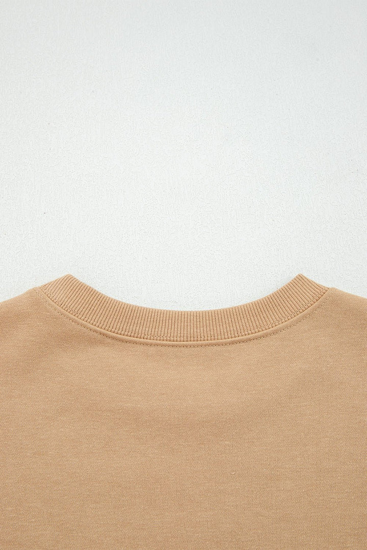 Oversized Varsity Striped Sweatshirt - Coffee