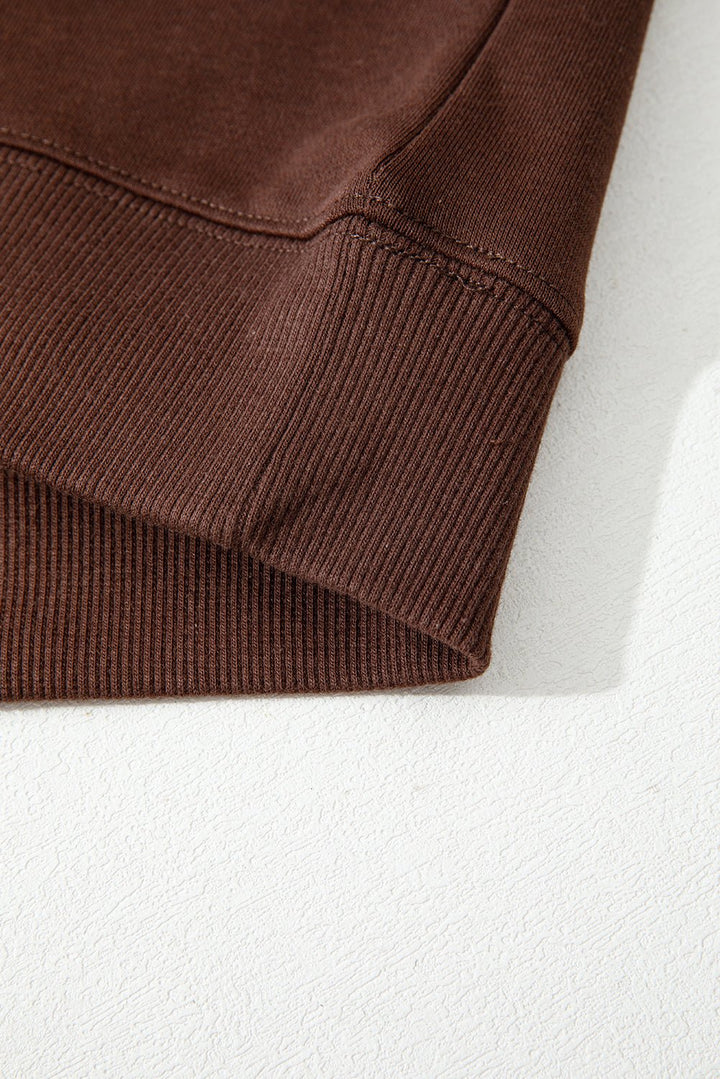 Oversized Varsity Striped Sweatshirt - Coffee