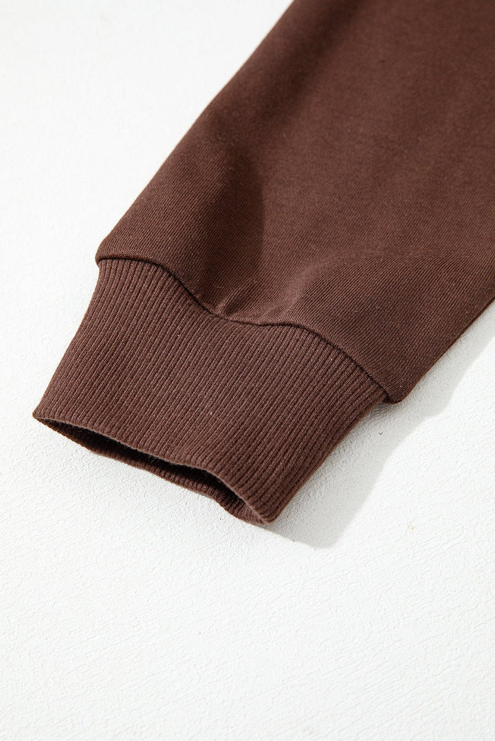 Oversized Varsity Striped Sweatshirt - Coffee