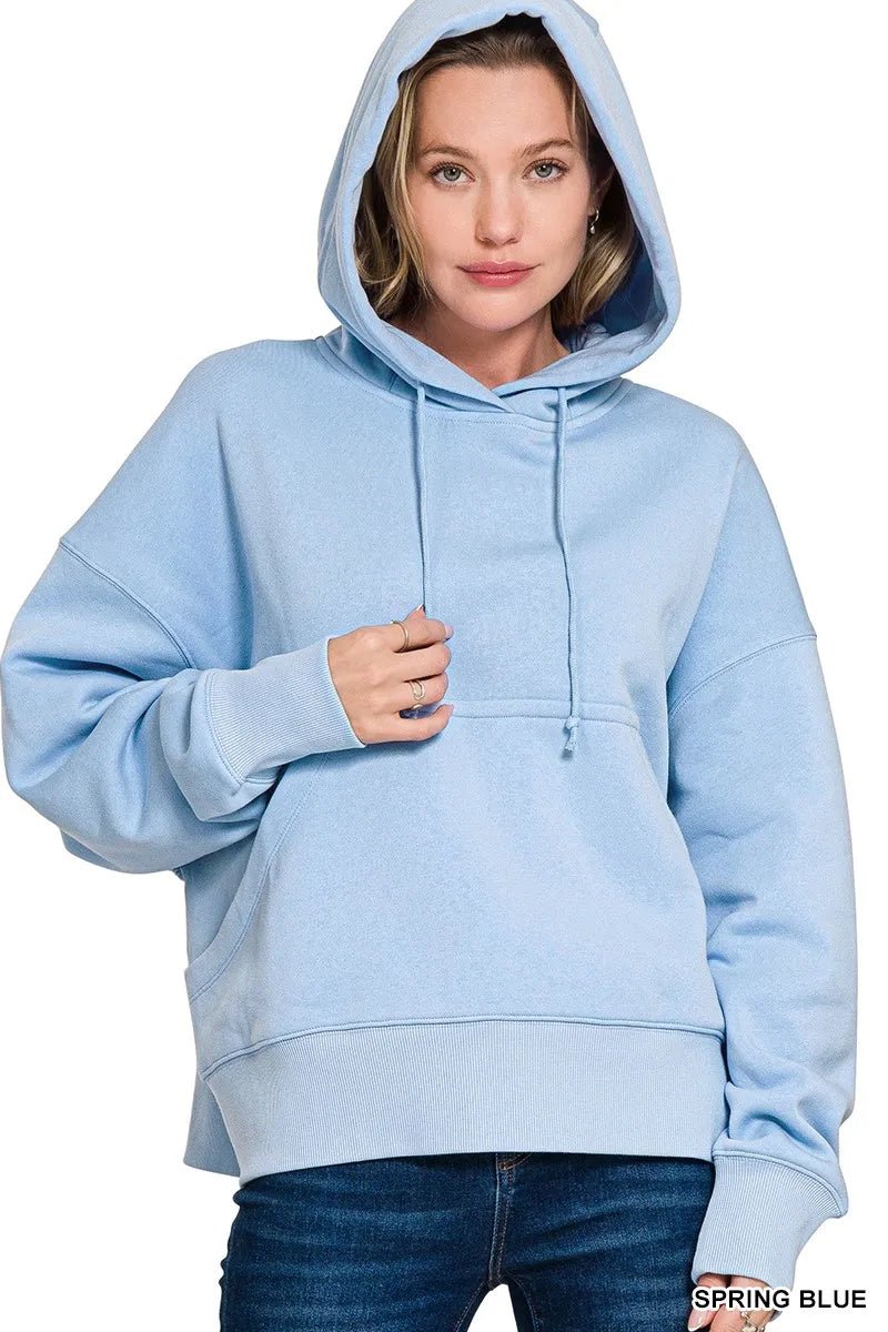 Zenana Oversized Fleece Hoodie - Trendy Tops in SPRING BLUE for Women | The802Gypsy
