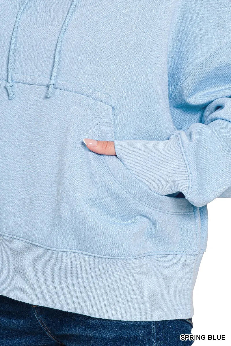 Zenana Oversized Fleece Hoodie - Trendy Tops in SPRING BLUE for Women | The802Gypsy