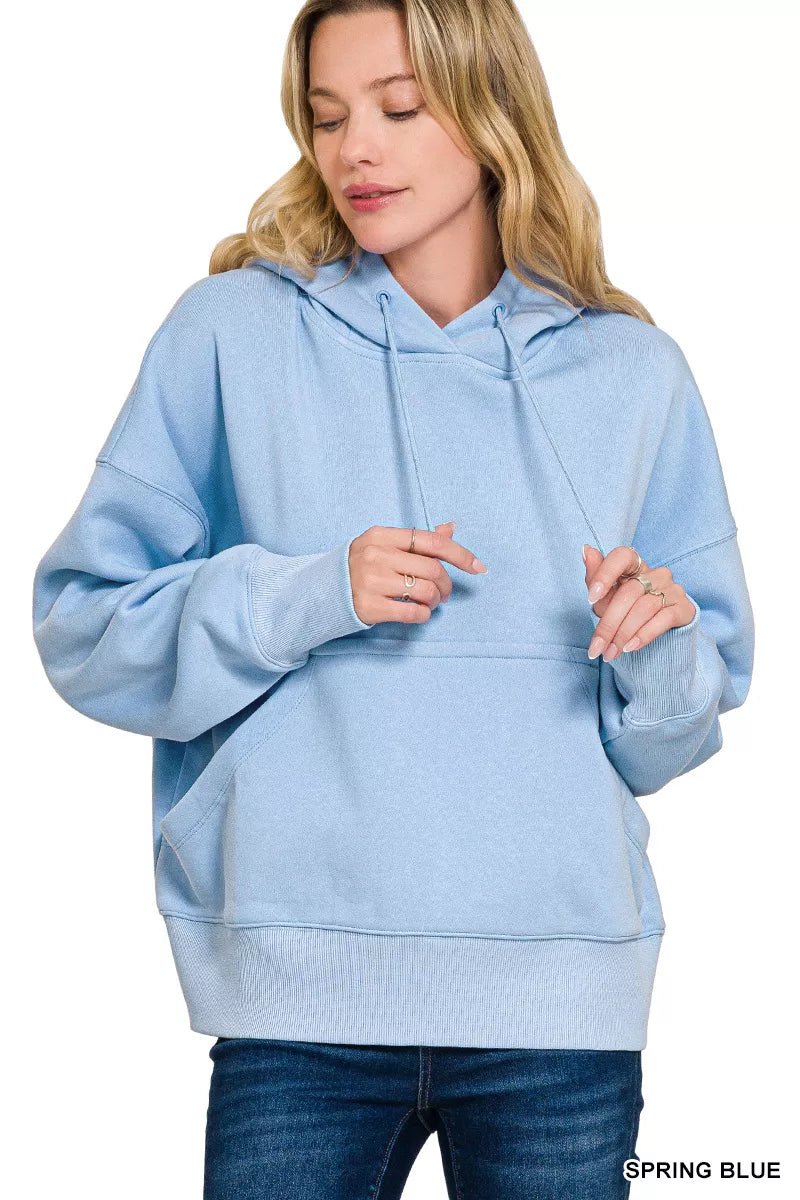 Zenana Oversized Fleece Hoodie - Trendy Tops in SPRING BLUE for Women | The802Gypsy