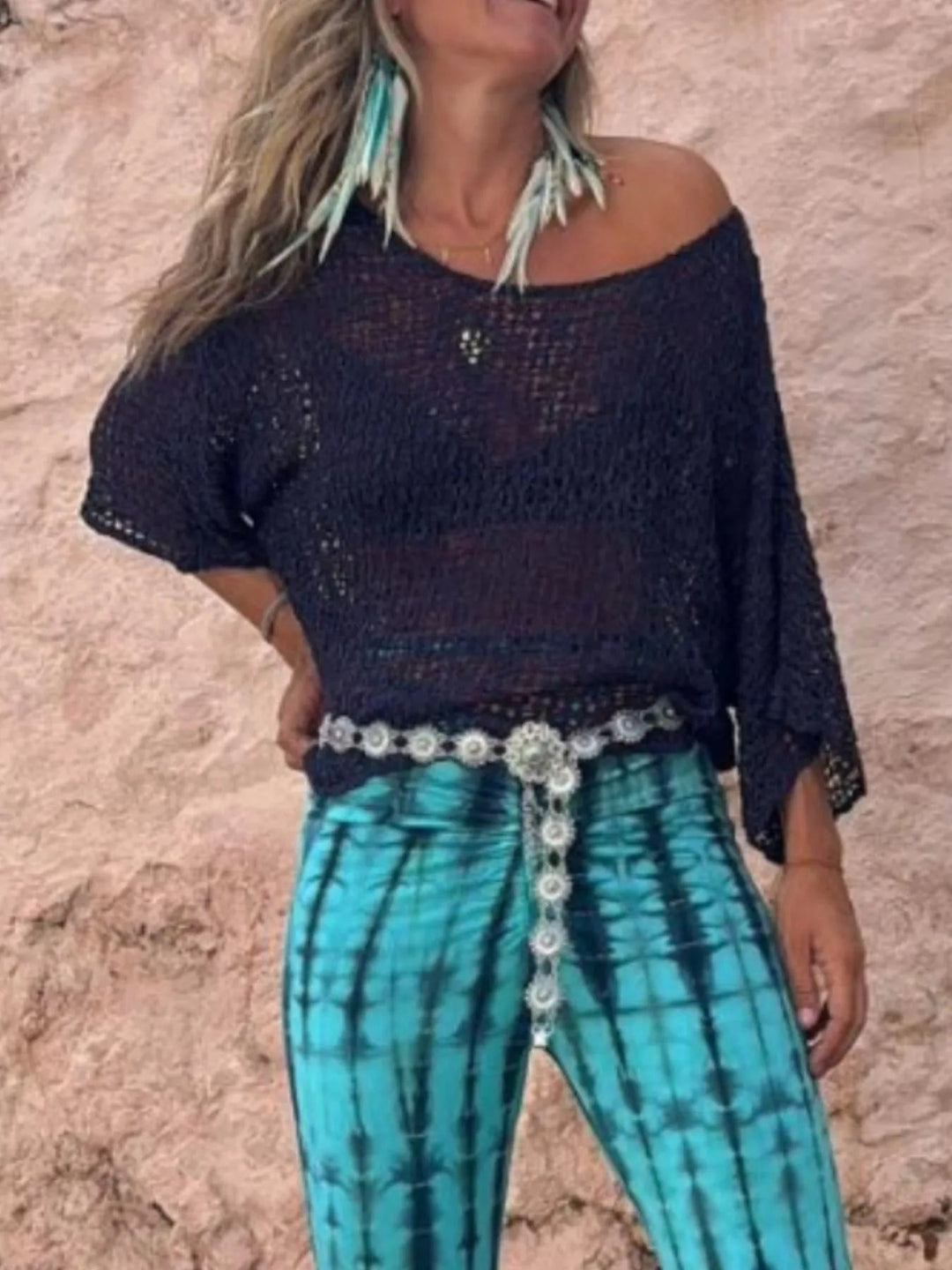 Crochet Boat Neck Knit Top - Trendy Tops/ Sweaters & Cradignas in Black for Women | The802Gypsy
