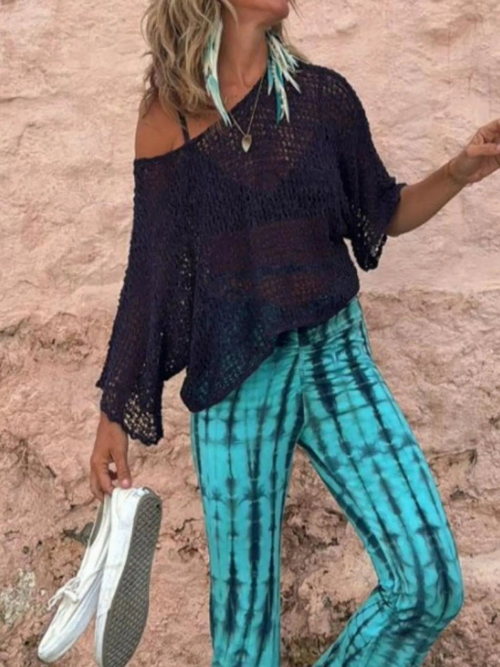 Crochet Boat Neck Knit Top - Trendy Tops/ Sweaters & Cradignas in Black for Women | The802Gypsy