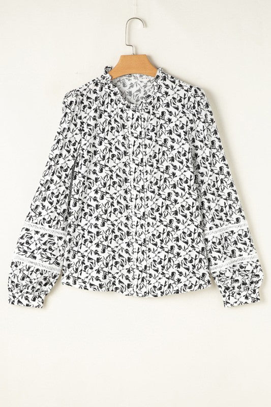 JUNIPER BLVD Floral Lace Puff Sleeve Top - Trendy Tops/Blouses & Shirts in Black & White for Women | The802Gypsy