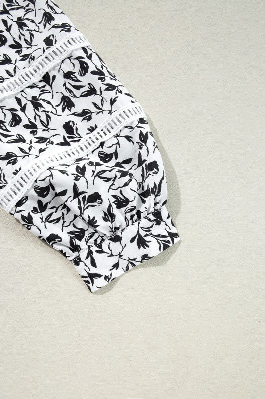 JUNIPER BLVD Floral Lace Puff Sleeve Top - Trendy Tops/Blouses & Shirts in Black & White for Women | The802Gypsy