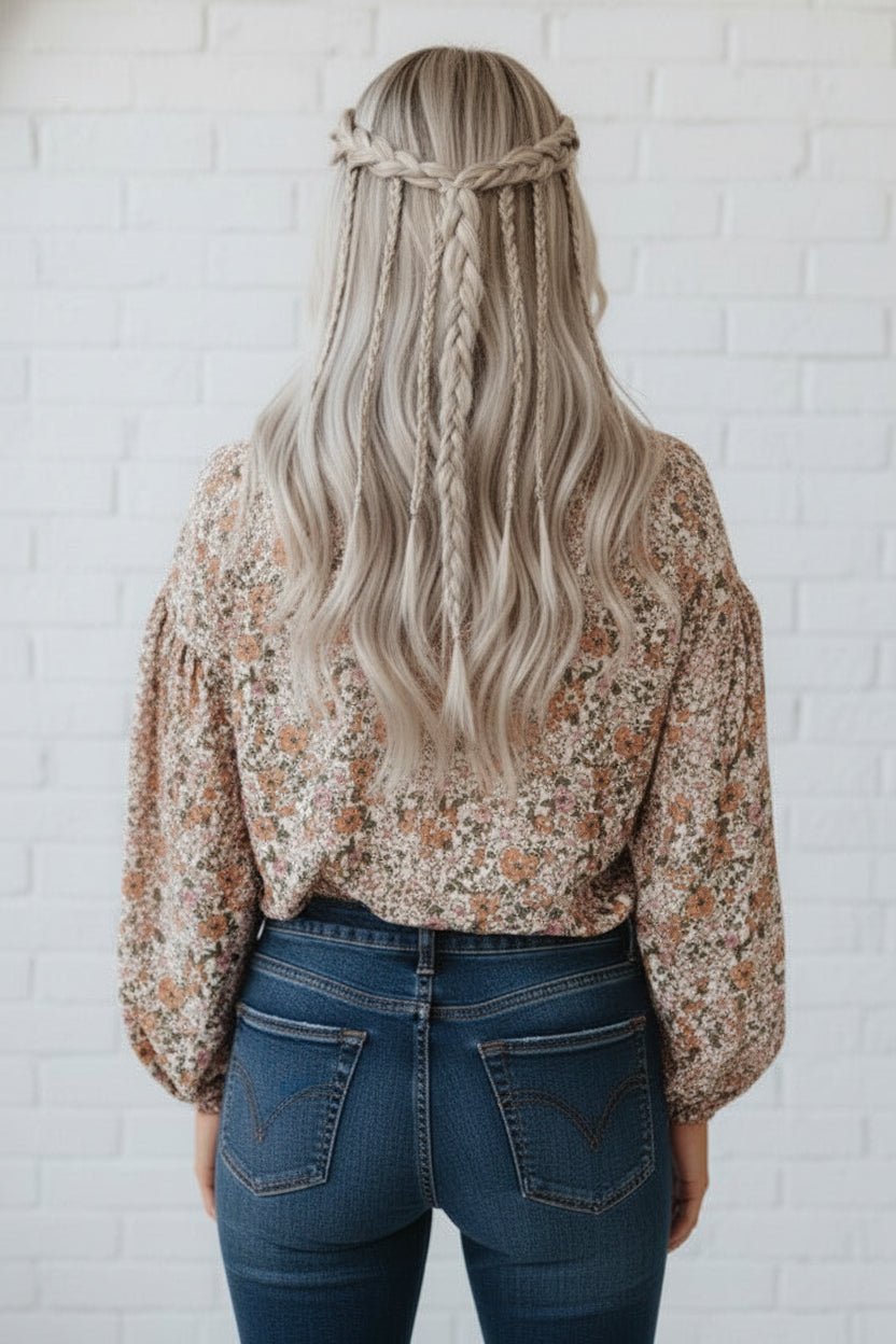 JUNIPER BLVD Floral Boho Long Puff Sleeve Buttoned Shirt - Trendy Tops/Blouses & Shirts in Orange for Women | The802Gypsy