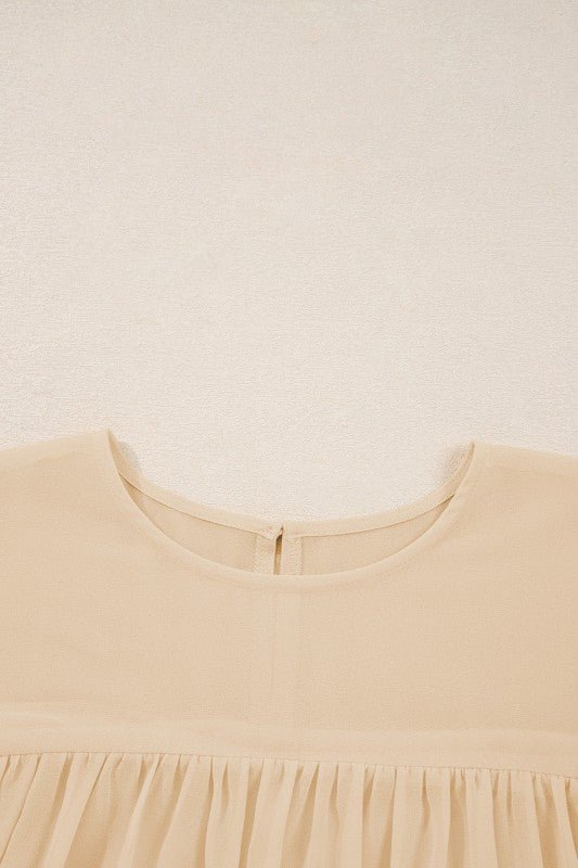 JUNIPER BLVD Chiffon Ruffle Long Sleeve Blouse - Trendy Tops/Blouses & Shirts in Parchment for Women | The802Gypsy