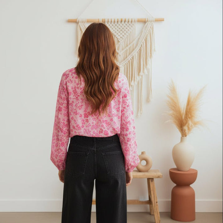 JUNIPER BLVD Pink Floral Lightweight Blouse - Trendy Tops/Blouses & Shirts in Pink for Women | The802Gypsy