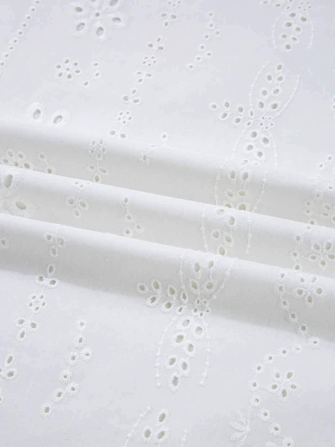 Eyelet Long Sleeve Cotton Blouse with Elastic Cuffs - Trendy Tops/Blouses & Shirts in White for Women | The802Gypsy