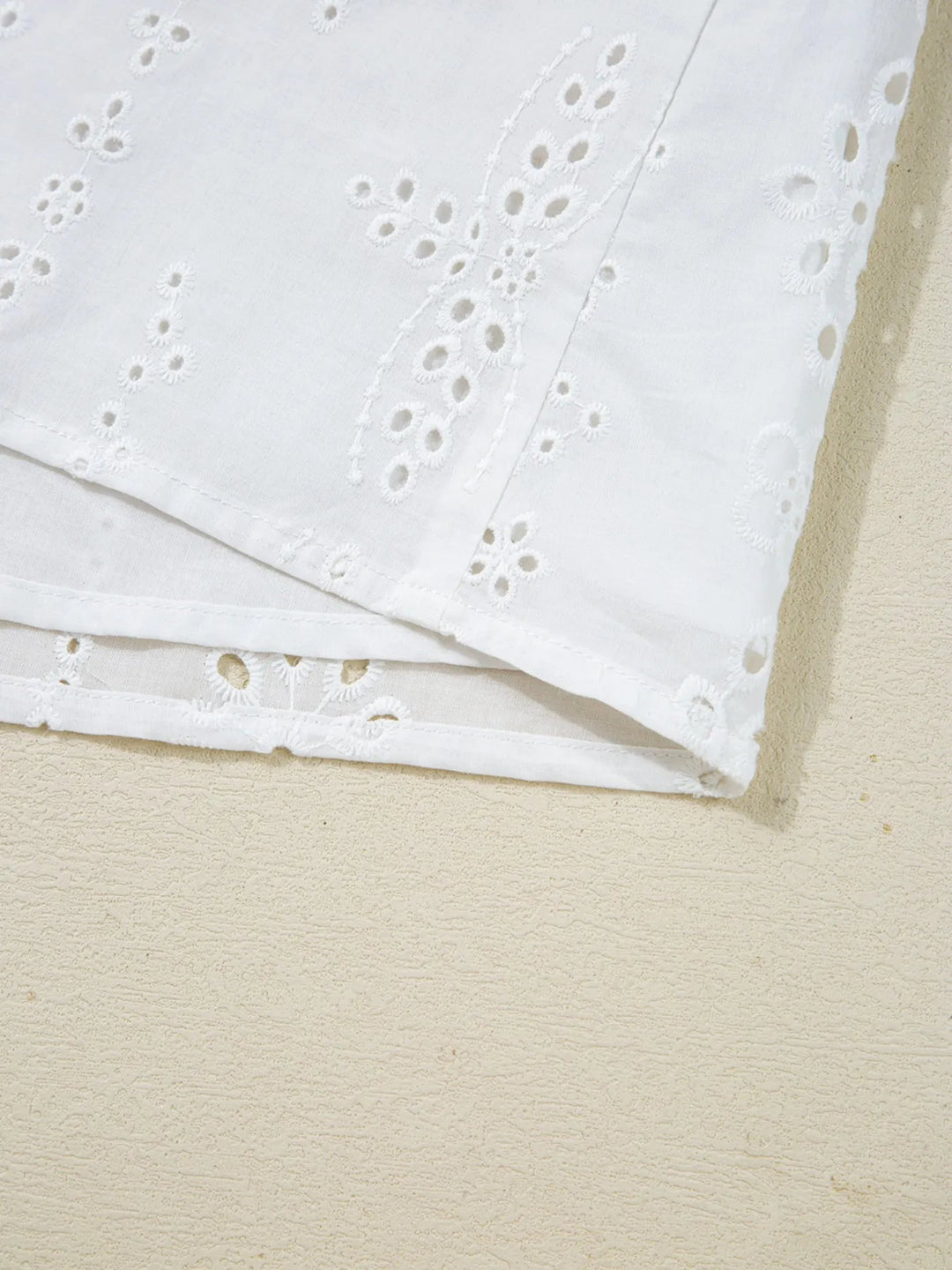 Eyelet Long Sleeve Cotton Blouse with Elastic Cuffs - Trendy Tops/Blouses & Shirts in White for Women | The802Gypsy