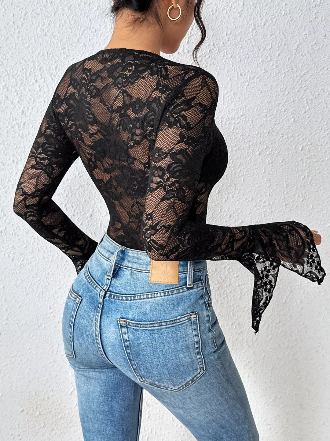 Lace Long Sleeve Bodysuit - Trendy Tops/Bodysuits in Black for Women | The802Gypsy