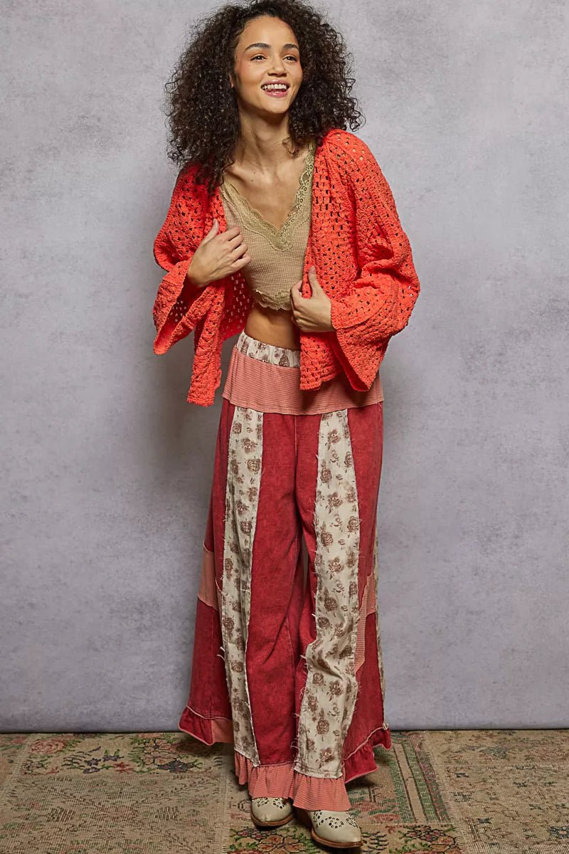 POL Crochet Open Front Cardigan - Trendy Tops/Cardigan in NEON ORANGE for Women | The802Gypsy