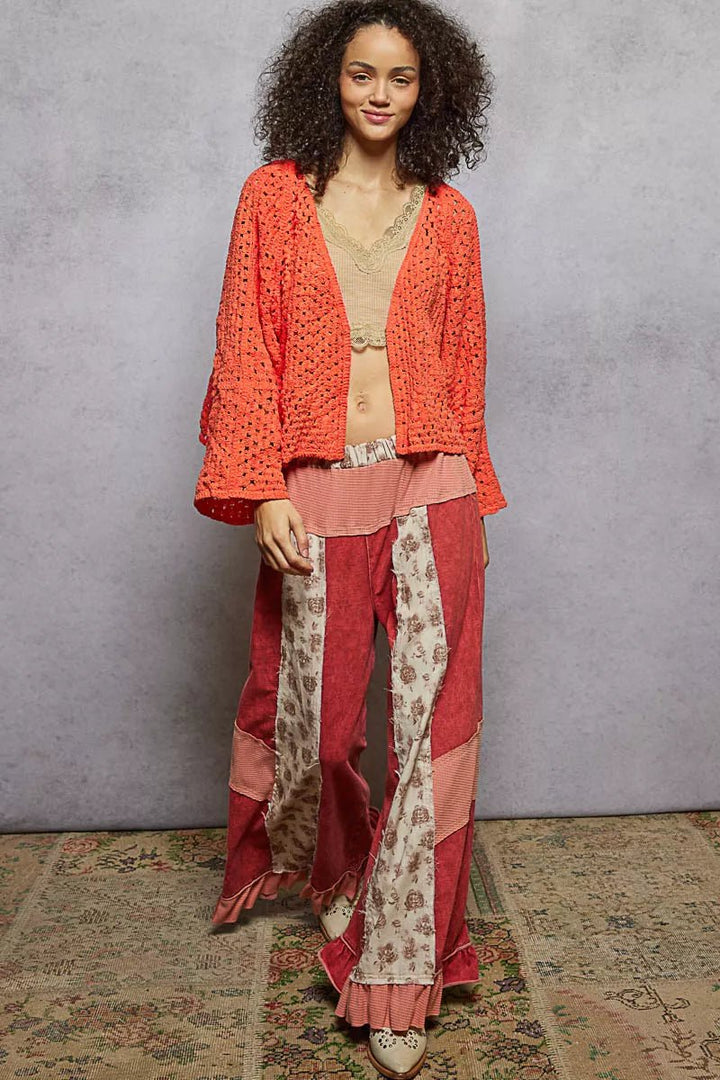POL Crochet Open Front Cardigan - Trendy Tops/Cardigan in NEON ORANGE for Women | The802Gypsy